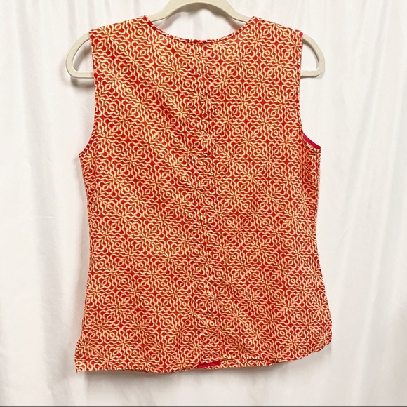 Liz Claiborne Red/Orange Geometric Print Sleeveless Top - Picture 6 of 9